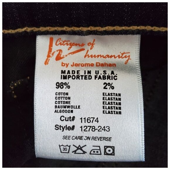 Citizens of Humanity Ava Jeans Dark-Wash Low-Rise Classic Straight Leg Sz 29 - Picture 14 of 15